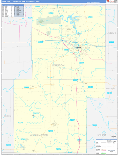 Iowa City Metro Area Wall Map